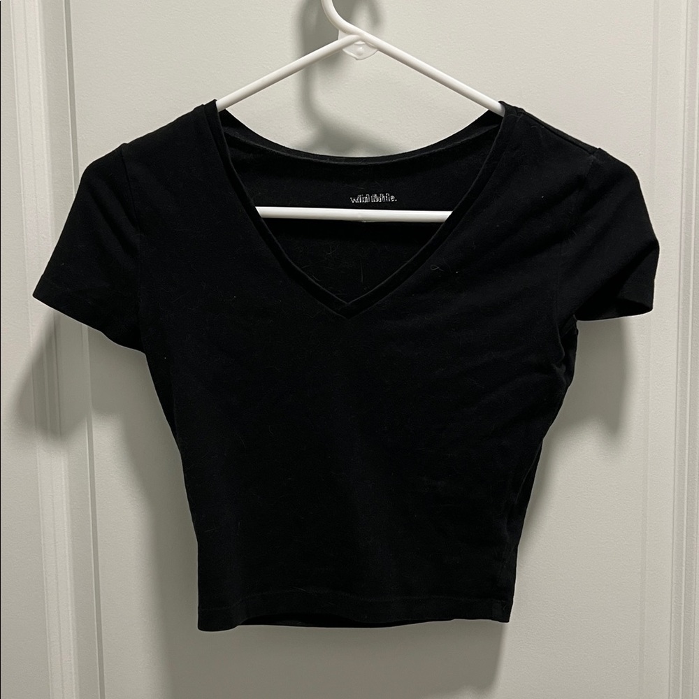 Black V-Neck Cropped Tee